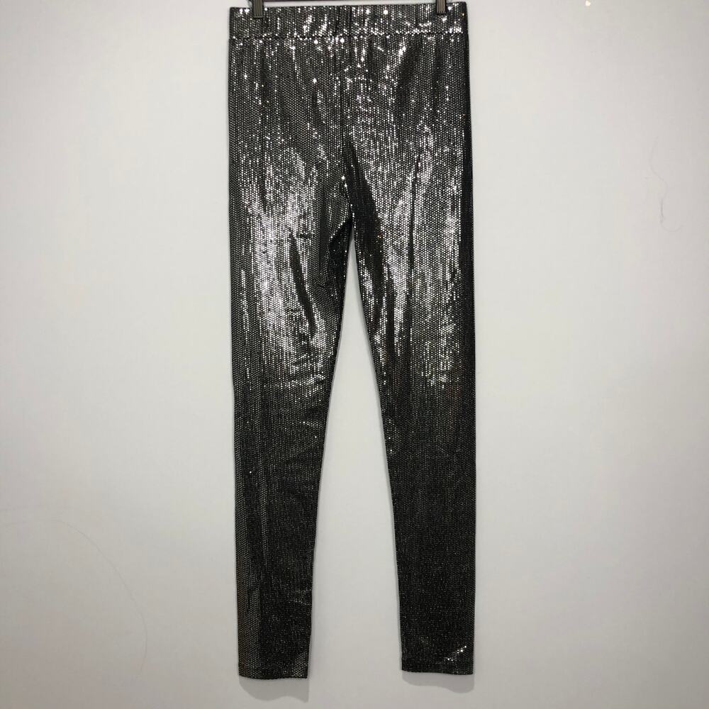FP Intimately High Rise Black Silver Sequins Leggings Size L